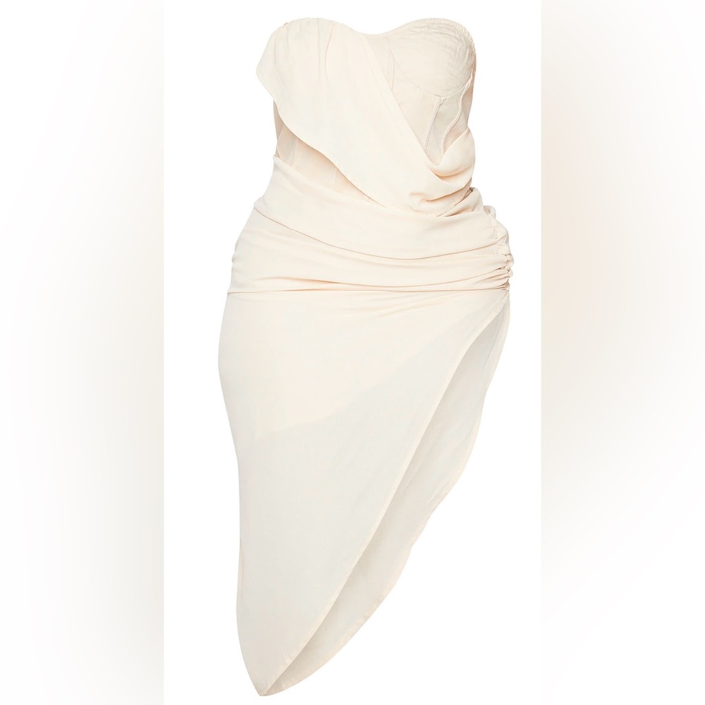 NWT Plus Nude Cup Detail Chiffon Drape Bodycon Dress - Picture 4 of 4